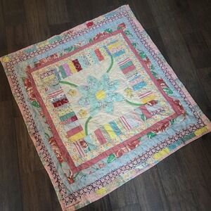 1930's vintage  Block cotton  cutter quilt hand quilted 35 x 33 Baby